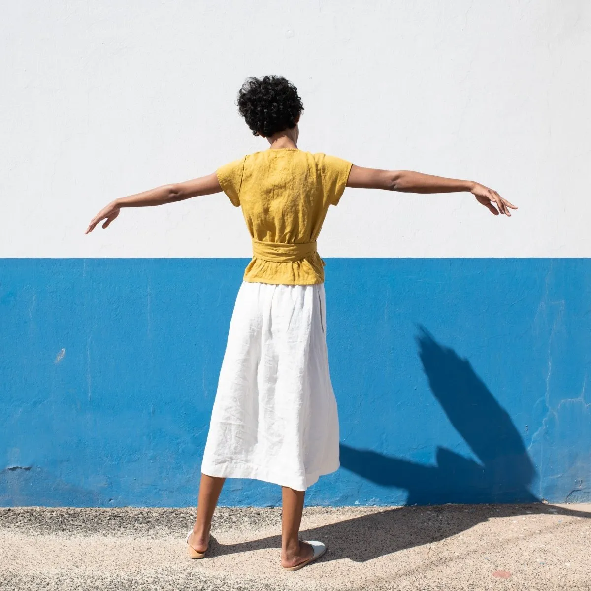 R: SION gathered linen skirt (Size: L; Color: White)