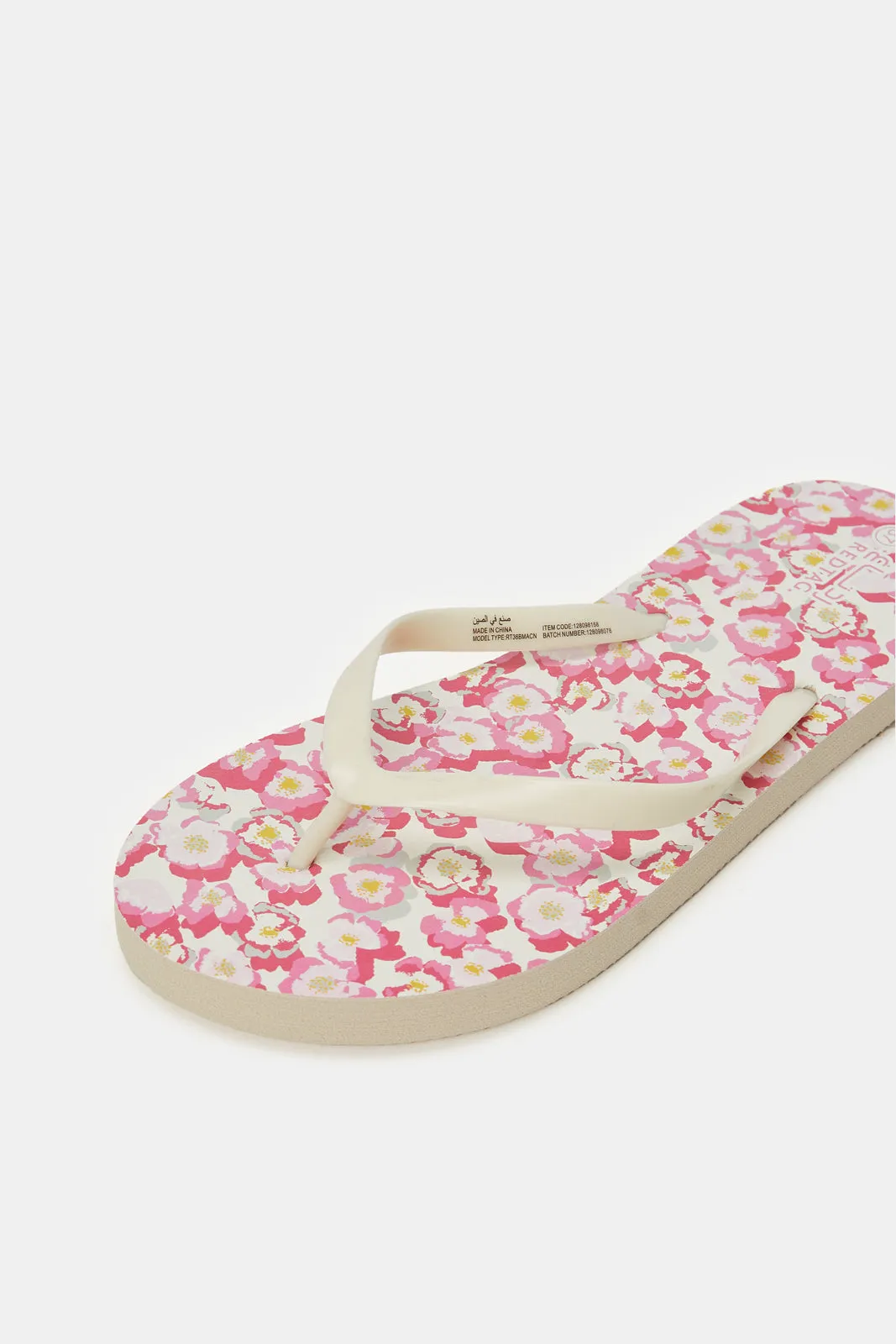 Senior Girls Pink And White Floral Toe-Post