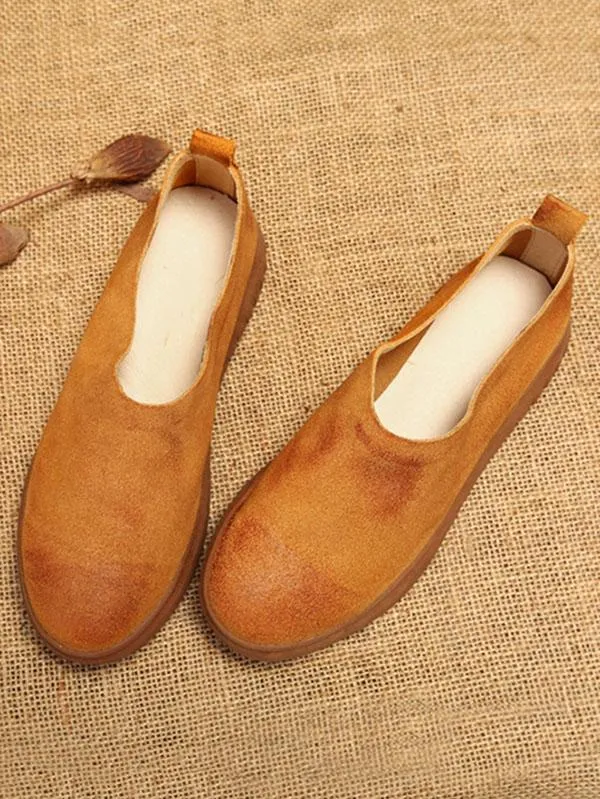 Simple Style Cowhide Soft Shoes