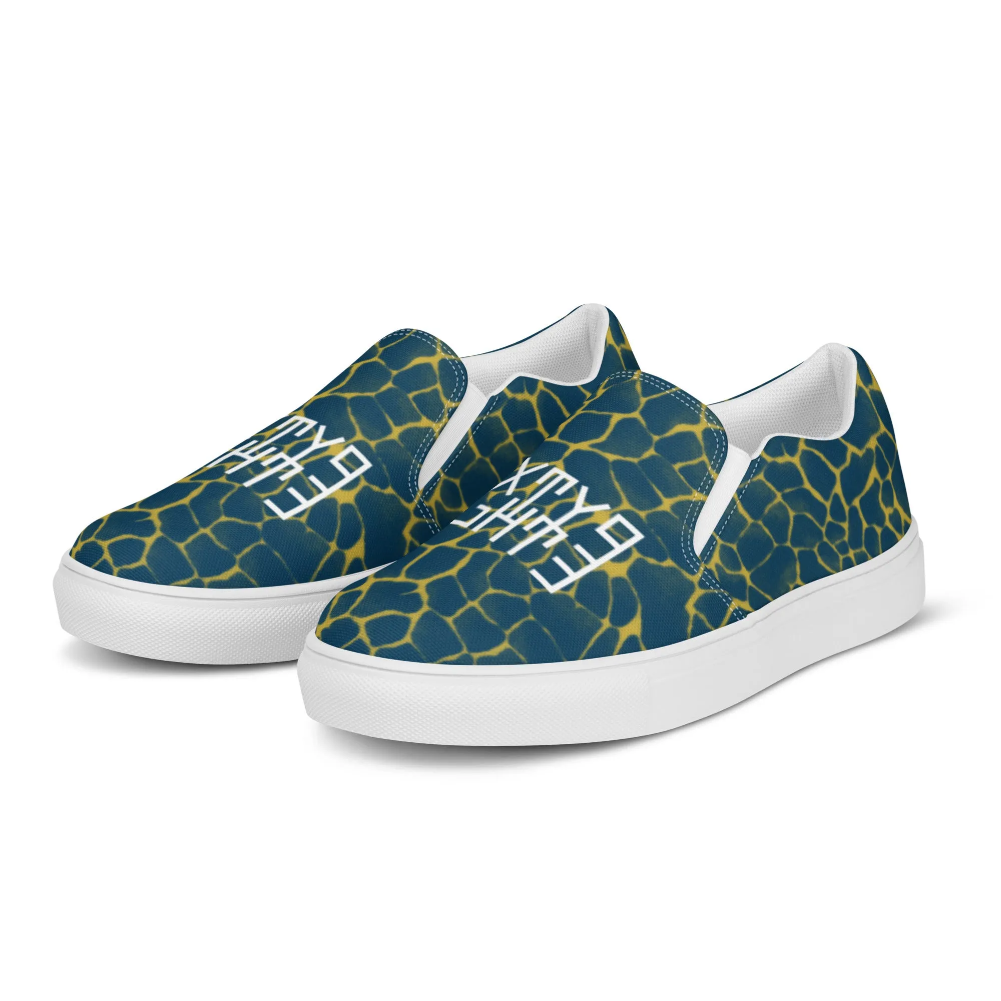 Sixty Eight 93 Logo White Boa Royal Blue & Gold Men’s Slip On Shoes