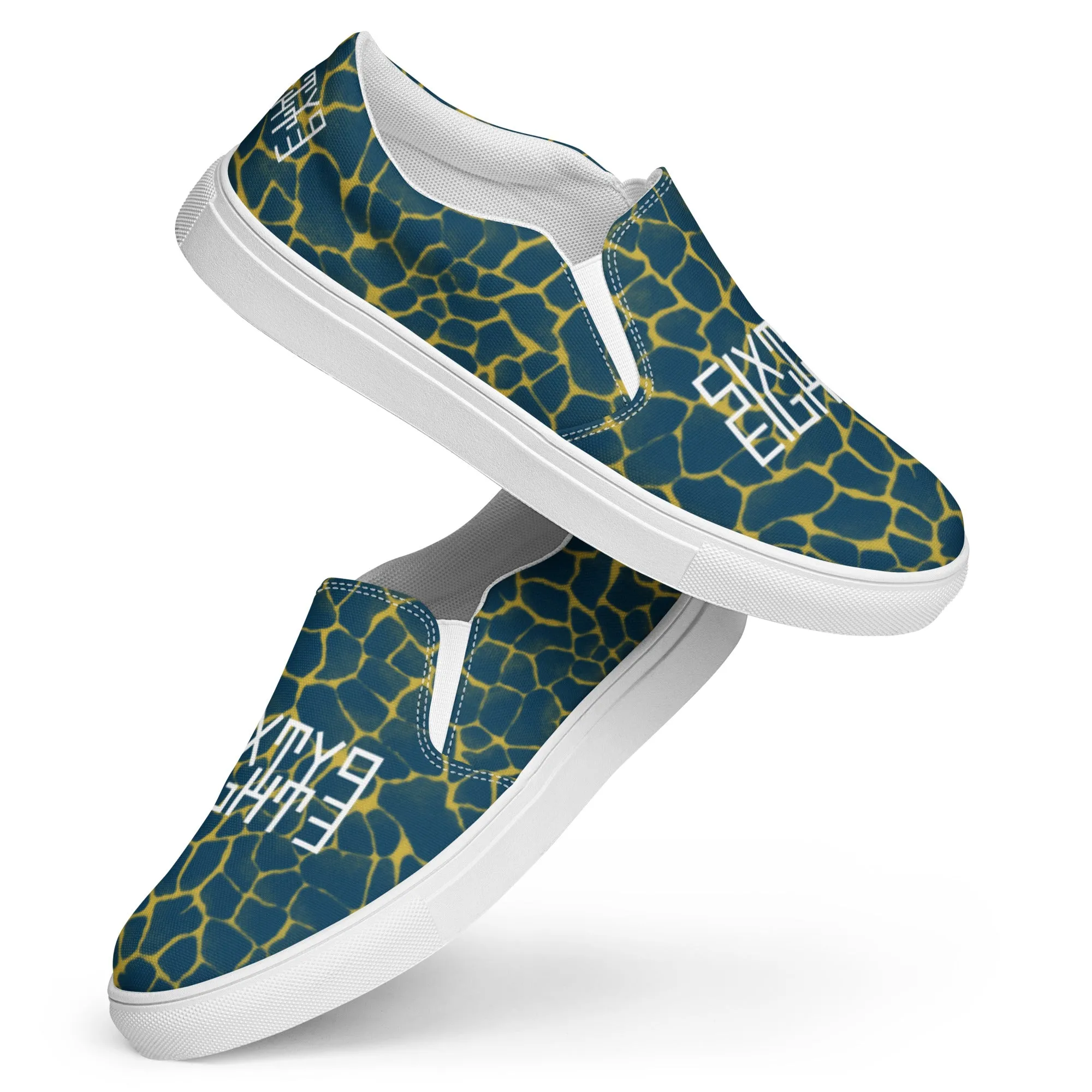 Sixty Eight 93 Logo White Boa Royal Blue & Gold Men’s Slip On Shoes