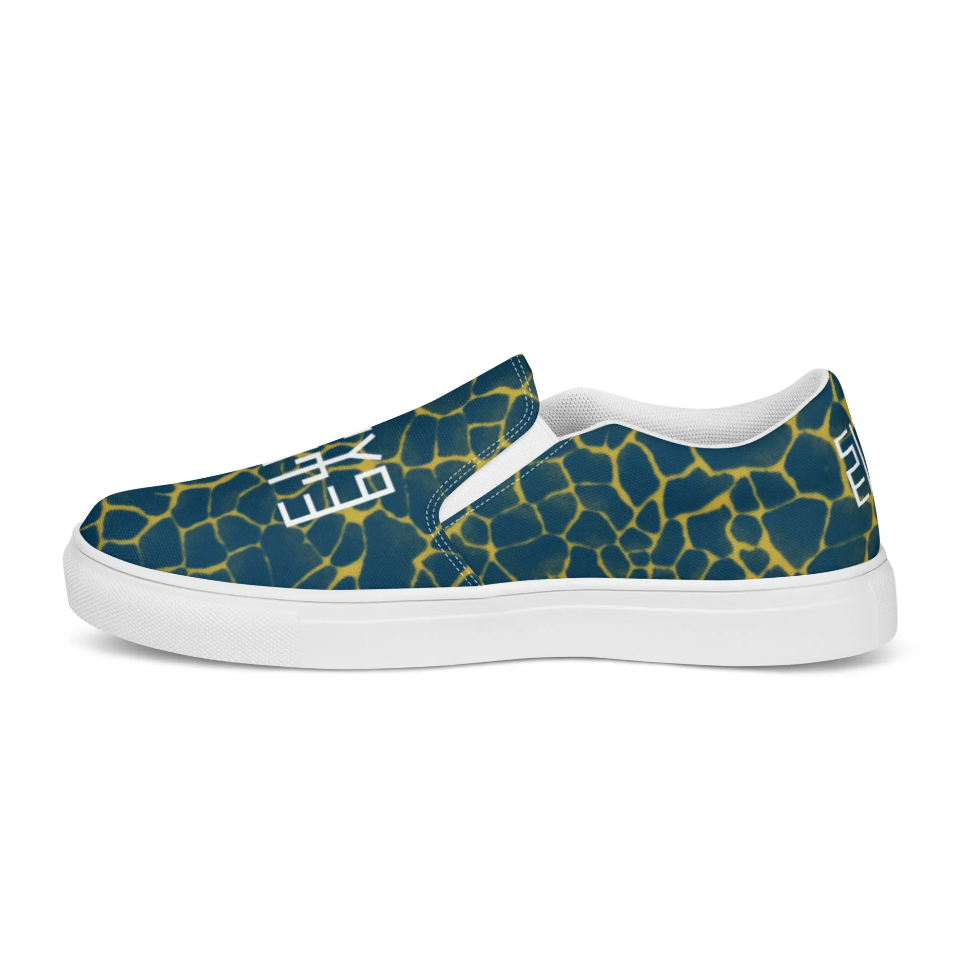 Sixty Eight 93 Logo White Boa Royal Blue & Gold Men’s Slip On Shoes