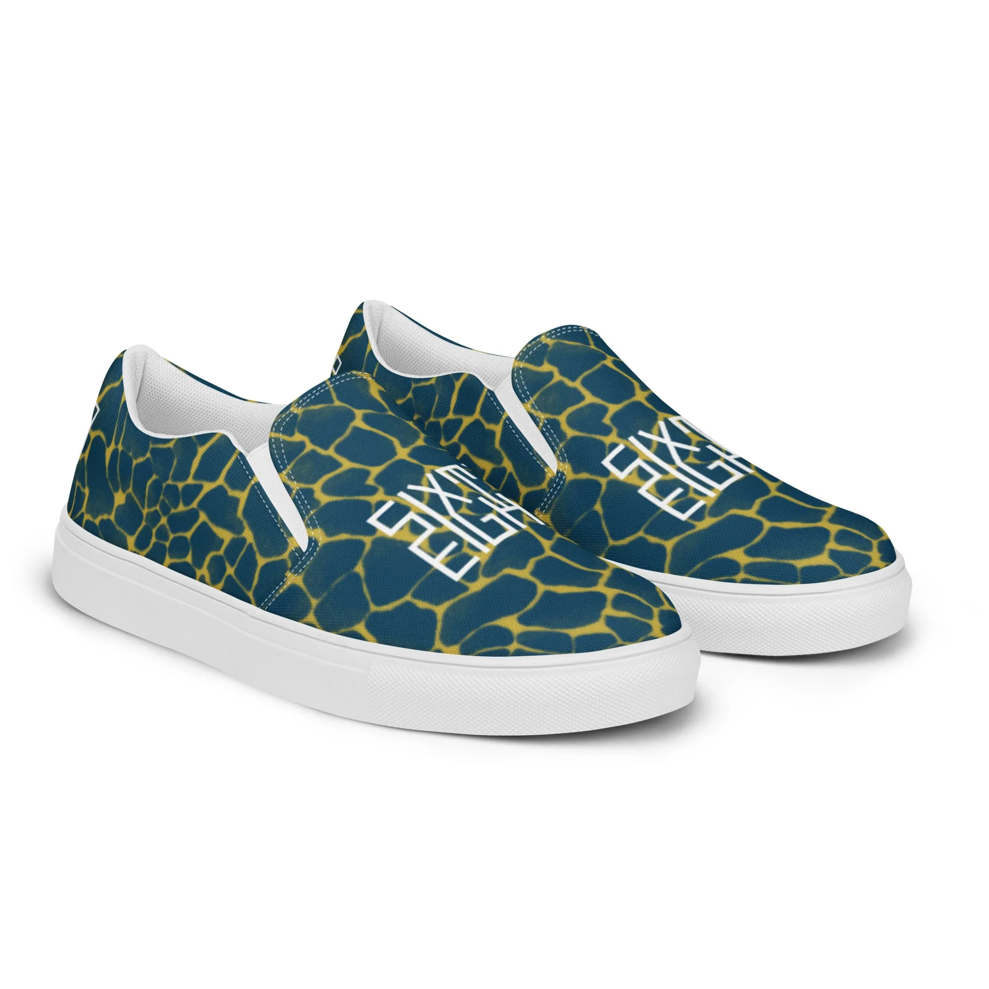 Sixty Eight 93 Logo White Boa Royal Blue & Gold Men’s Slip On Shoes