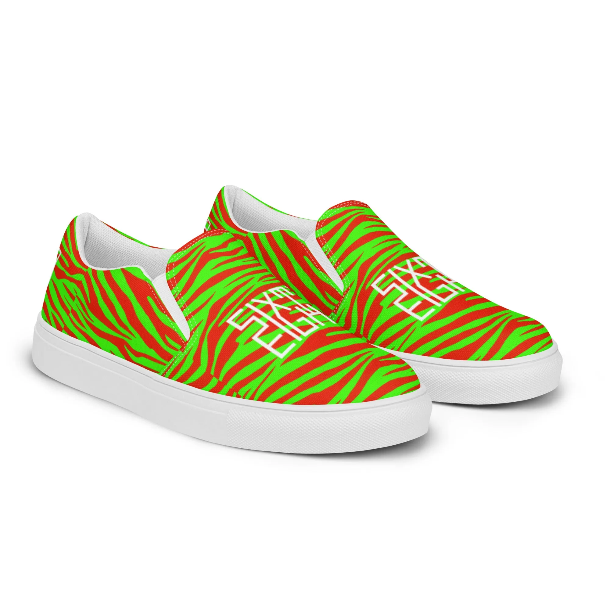 Sixty Eight 93 Logo White Zebra Strawberry Lime Women's Slip On Shoes