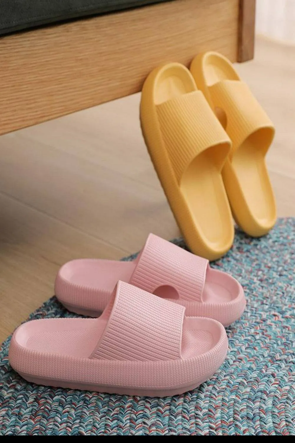 Thick Platform Comfy Rubber Pink Kappa Slides