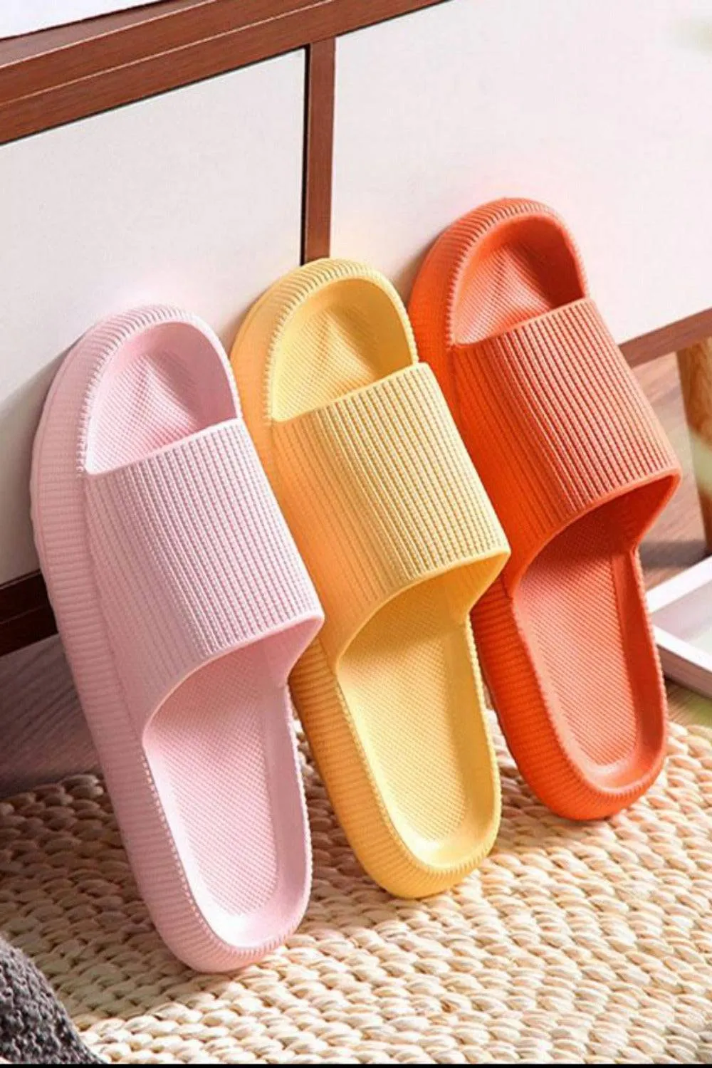 Thick Platform Comfy Rubber Pink Kappa Slides