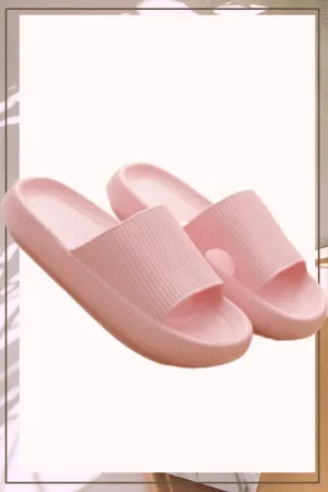 Thick Platform Comfy Rubber Pink Kappa Slides