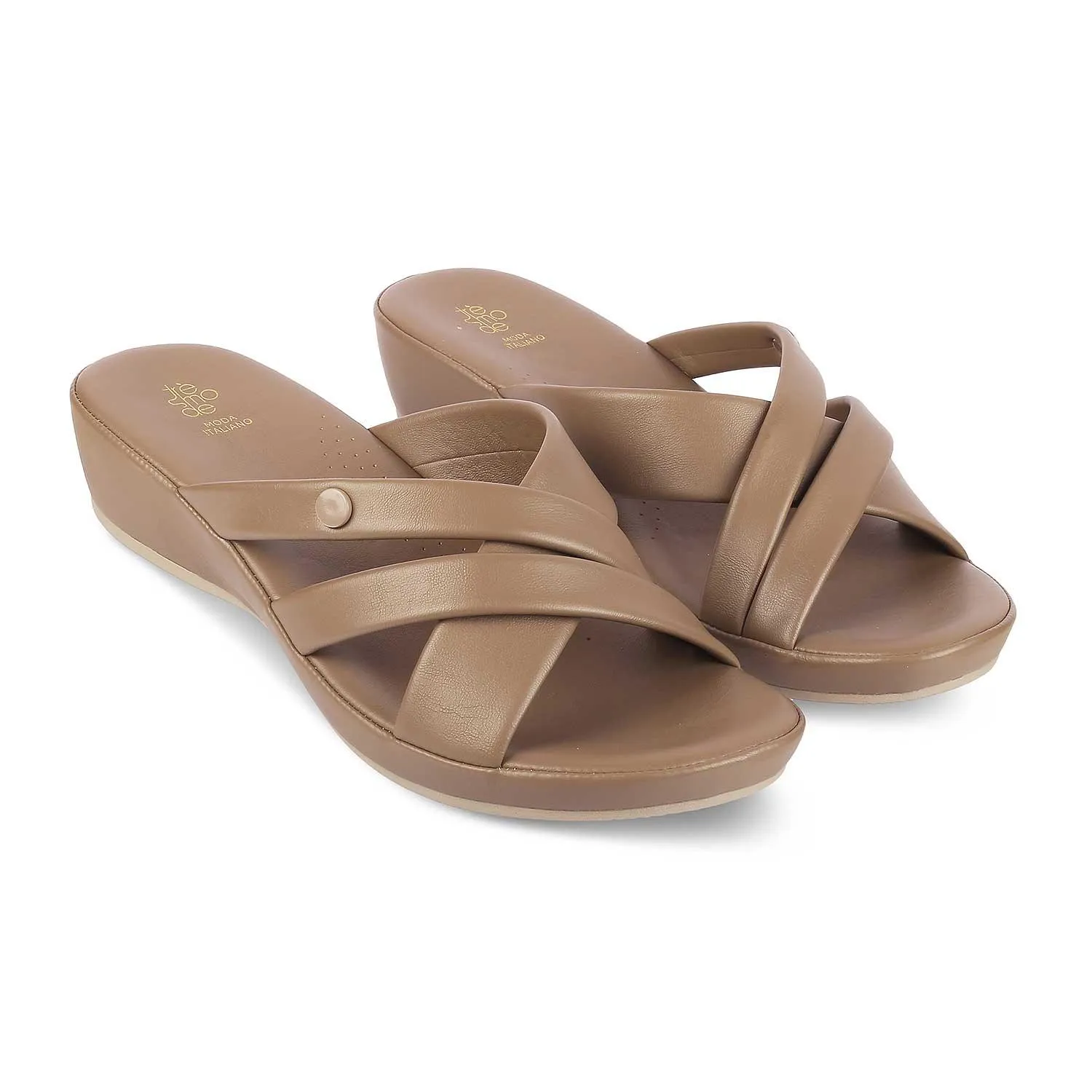 Tresmode Ocomf Camel Women's Casual Platform Flats