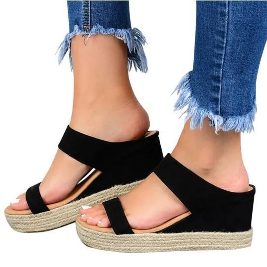 Women's espadrille wedge slip on backless sandals