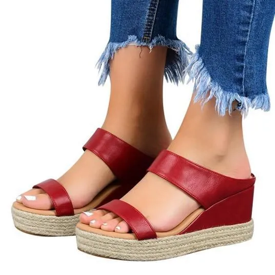 Women's espadrille wedge slip on backless sandals