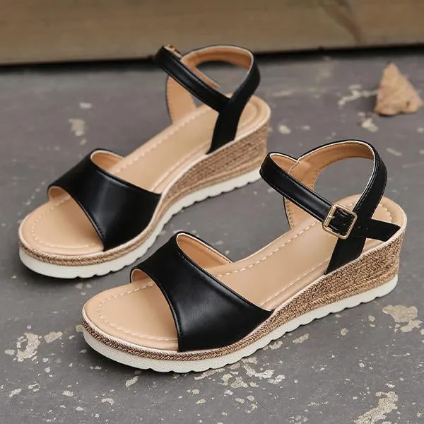 Women's Fashion Fish Mouth Buckle Wedge Sandals 77411541C